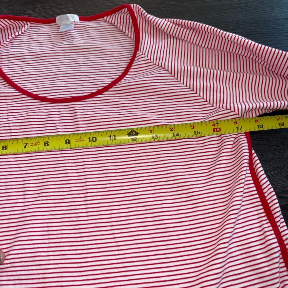 LAKE Pima cotton medium Striped red & White Long Sleeve Top with Red Trim - Picture 7 of 7